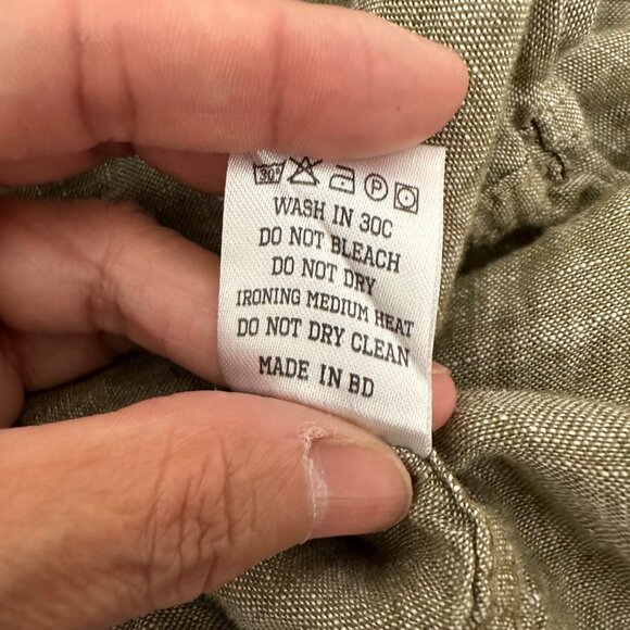 Frank Tailor Premium Collection Regular Fit Button Up Shirt Mandarin Neck Linen - Picture 9 of 9